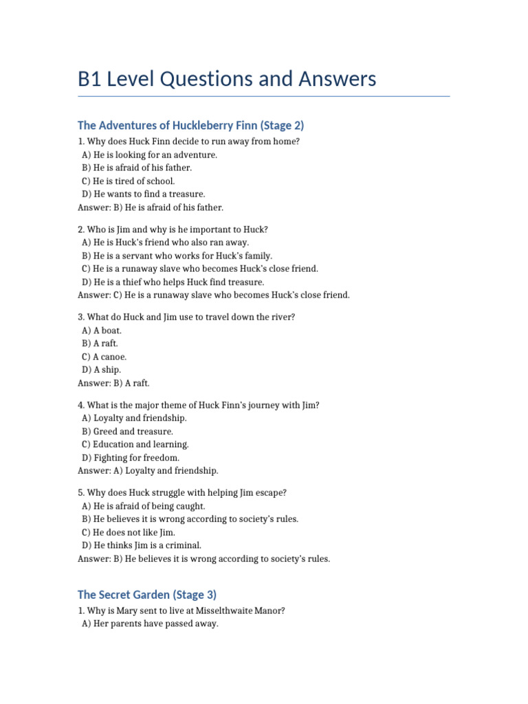 Huck Finn Chapter 23 Q&A Guide | PDF | Huckleberry Finn