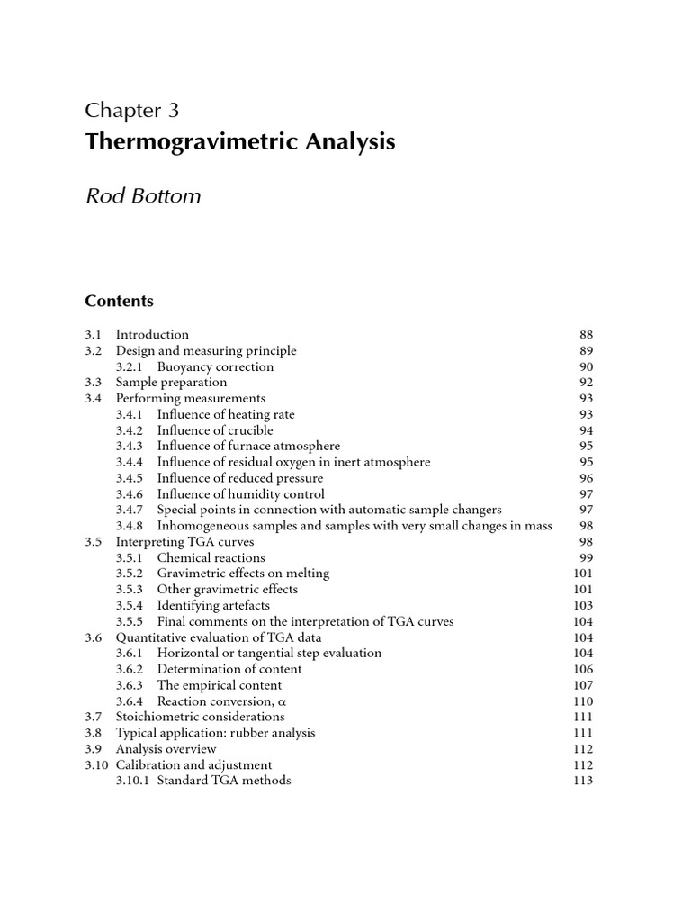 Thermogravimetric Analysis Techniques | PDF | Thermogravimetric ...