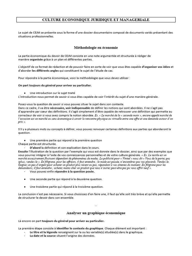M thodologie CEJM En Droit Et conomie PDF conomie March conomie 
