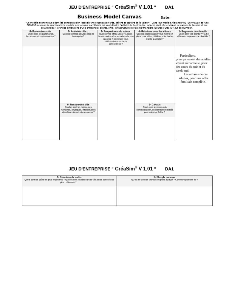 Creasim Da1-2 Canvas | PDF | Business | Modèle d'entreprise