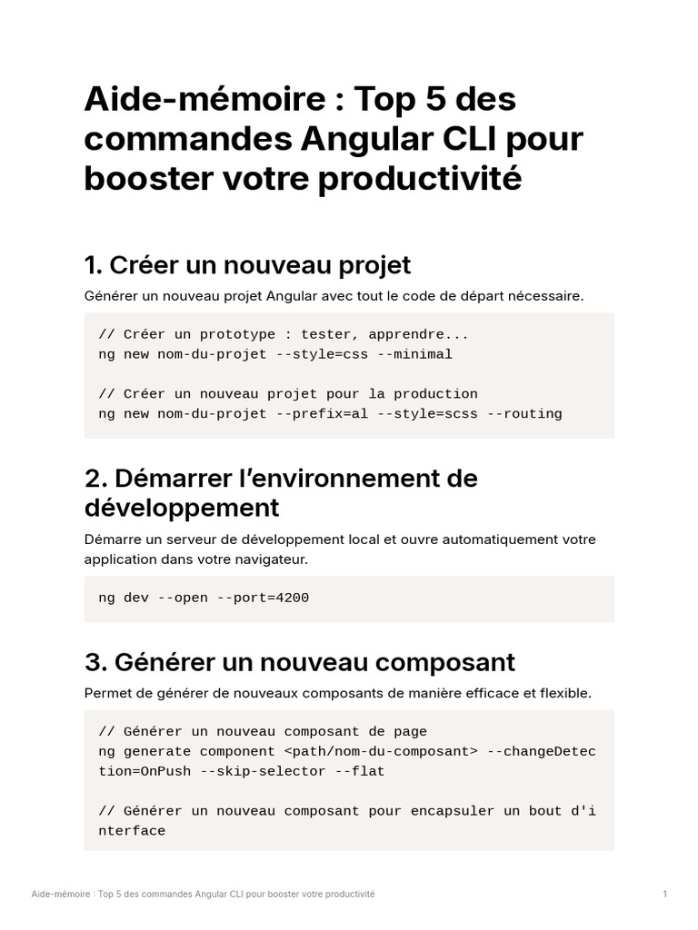 Commandes Angular CLI Essentielles | PDF | Informatique | Logiciel