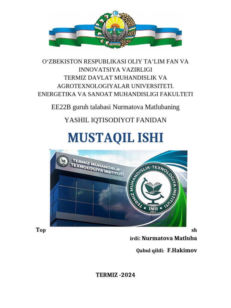 EE22B Nurmatova Matluba | PDF