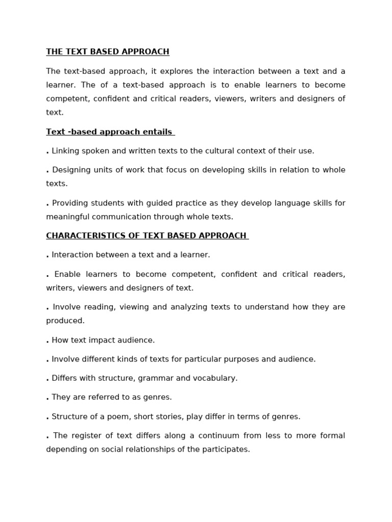 Understanding Text-Based Approach in Learning | PDF