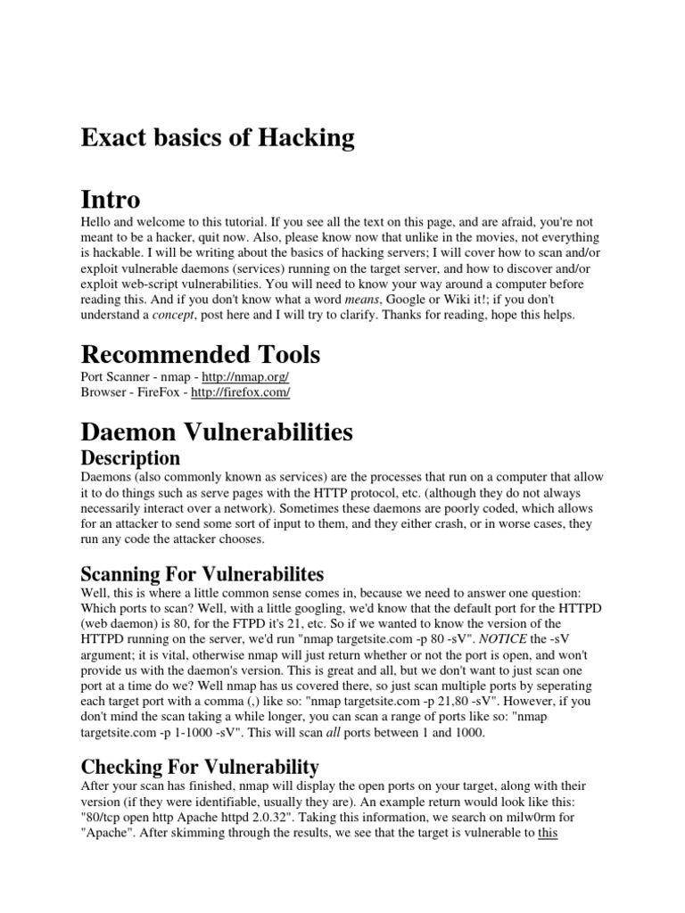 Exact Basics of Hacking Intro Description PDF World Wide 