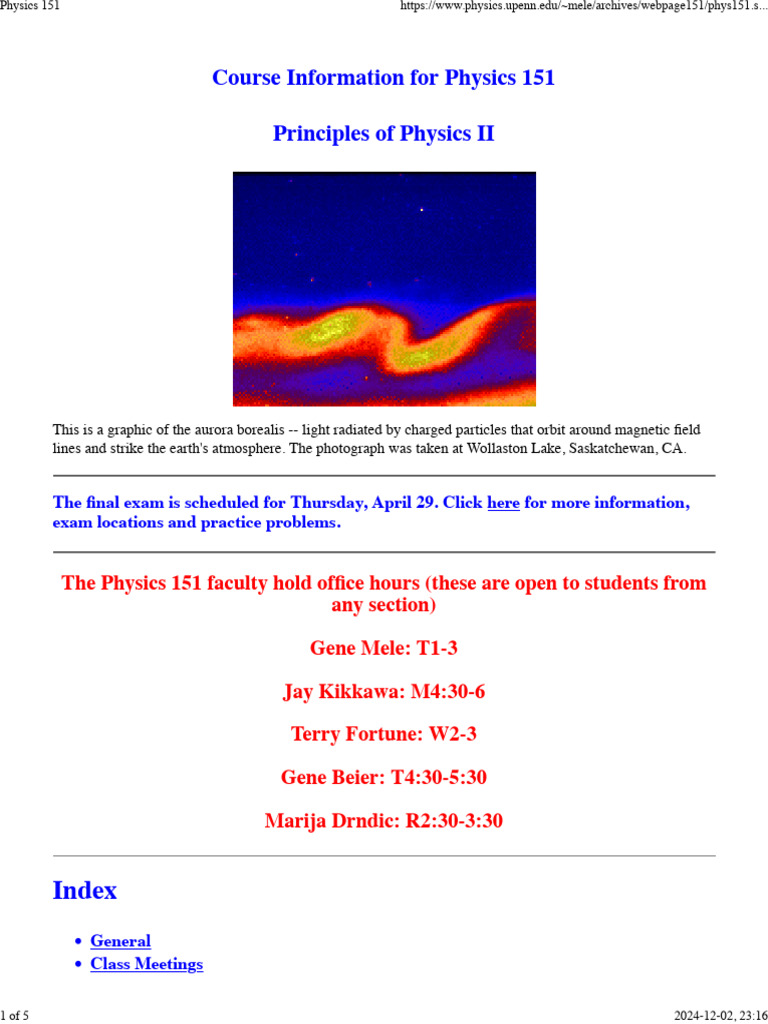 Physics 151 Course Overview | PDF