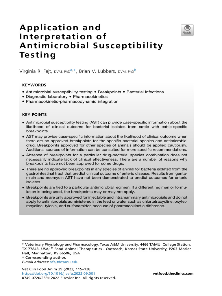 Antimicrobial Susceptibility Testing | PDF | Antimicrobial Resistance ...