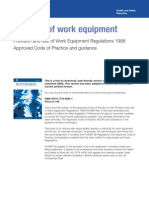Provision and Use of Work Equipment Regulations 1998 Approved Code of Practice and Guidance