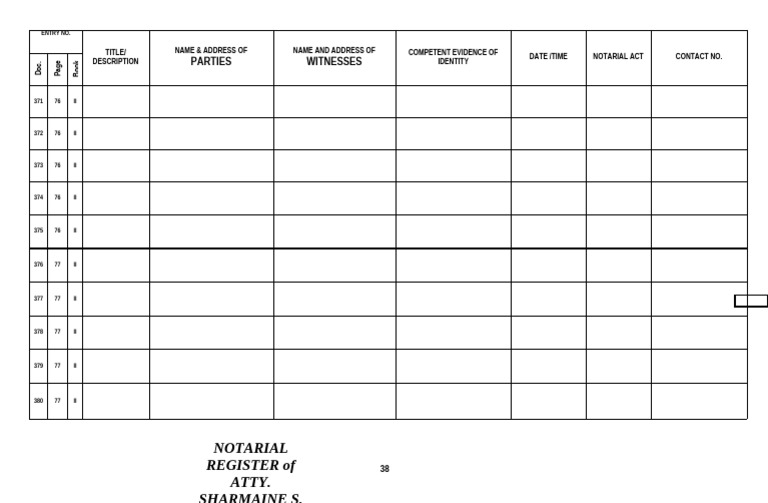 Notarial Register Book Blank Form | PDF