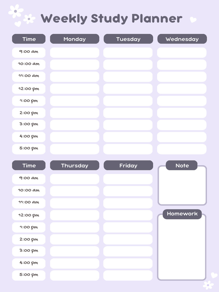 Weekly Study Planner | PDF