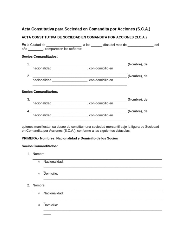 Ejemplo De Acta Constitutiva De Comandita Simple Ejemplo Sencillo Hot ...