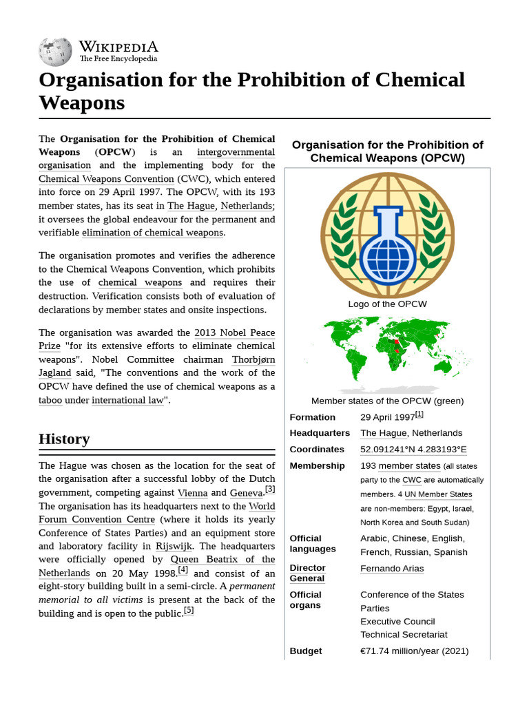 Organisation_for_the_Prohibition_of_Chemical_Weapons | PDF | Weapons Of ...