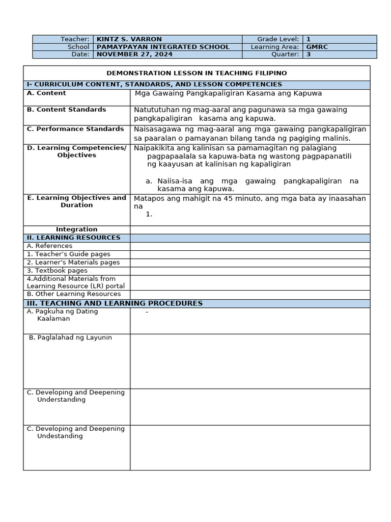 Grade 1 Gmrc 3rd Qtr Iped P Pdf