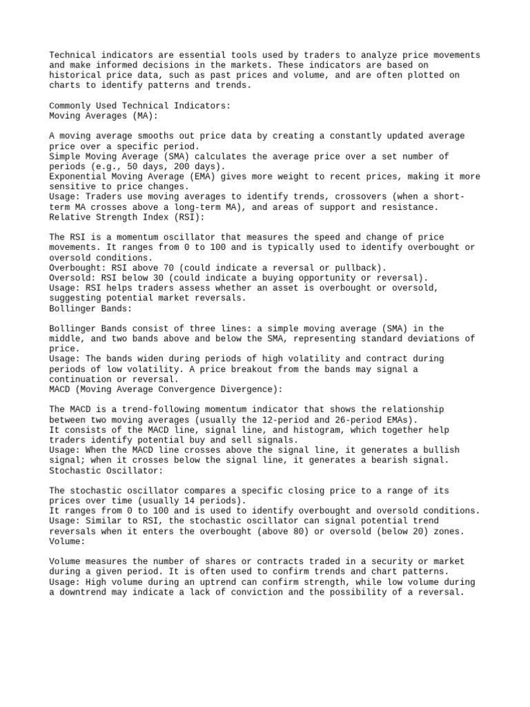 Key Technical Indicators for Traders | PDF | Market (Economics ...