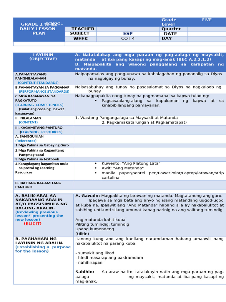 ESP 5-COT Template | PDF
