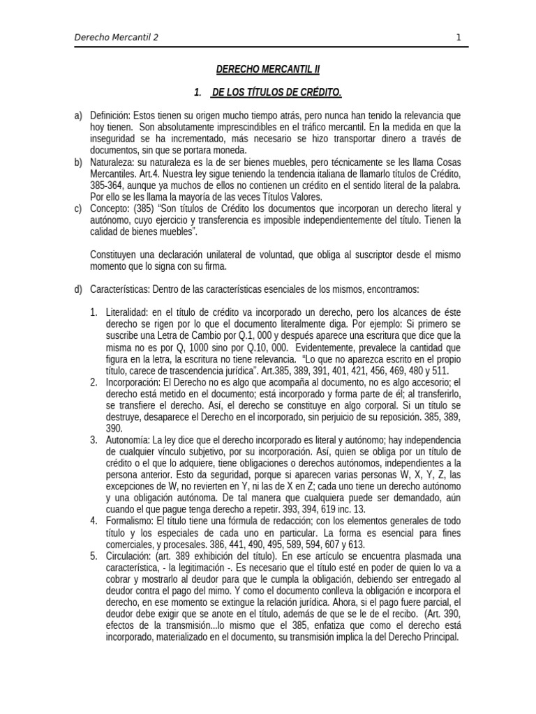 Títulos de Crédito en Derecho Mercantil II | PDF | Cheque | Pagaré