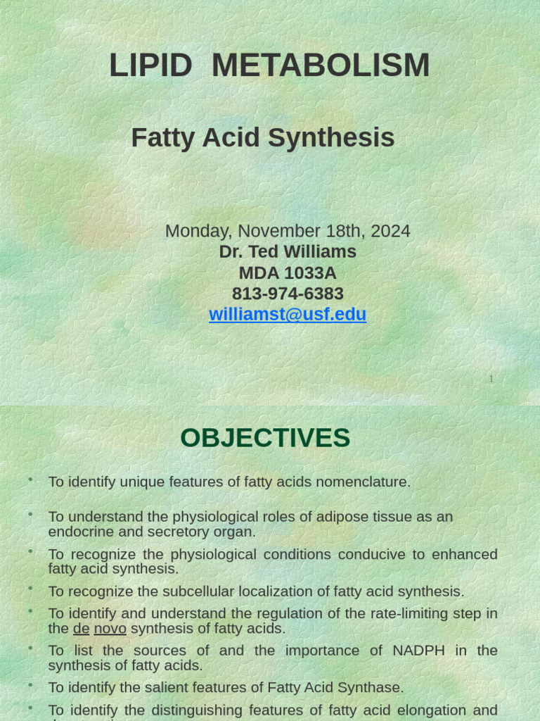 Lipid Metabolism 2024 | PDF | Fatty Acid | Biosynthesis