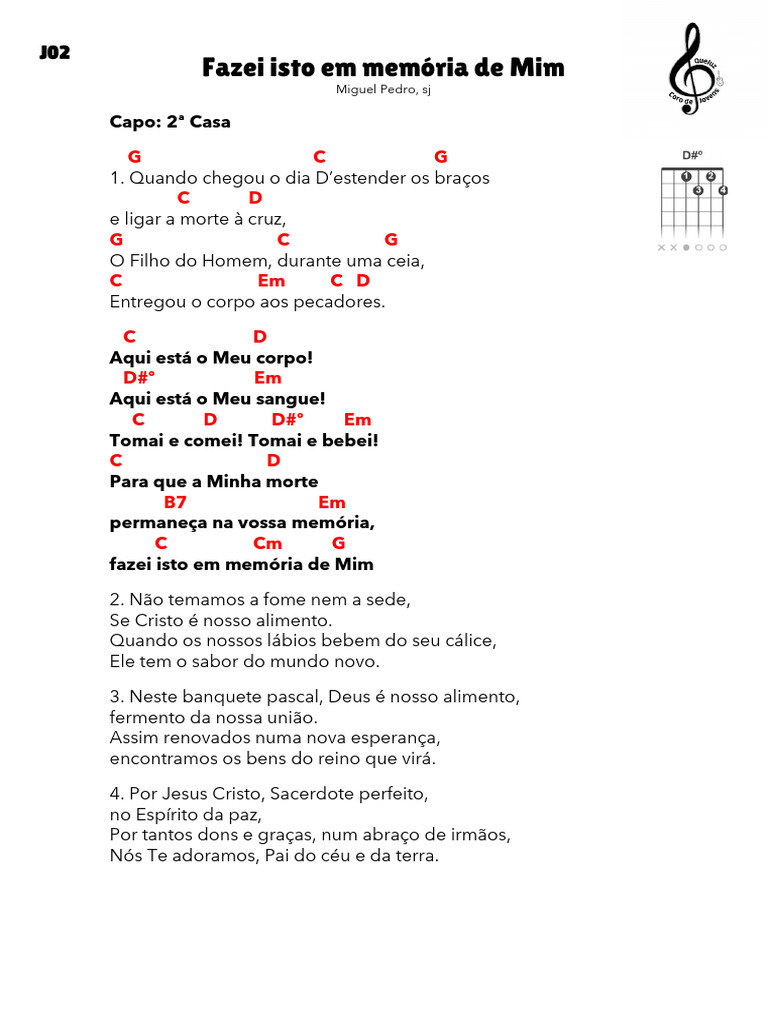 Fazei Isto em Memória de Mim: Letra e Acordes | PDF