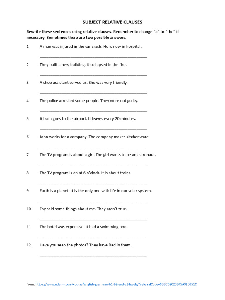 1 Subject Relative Clauses | PDF