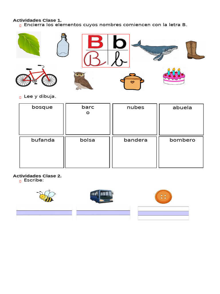 Actividades para aprender la letra B | PDF