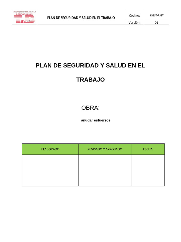 Plan de Seguridad y Salud Laboral 2023 | PDF | Seguridad y salud ...