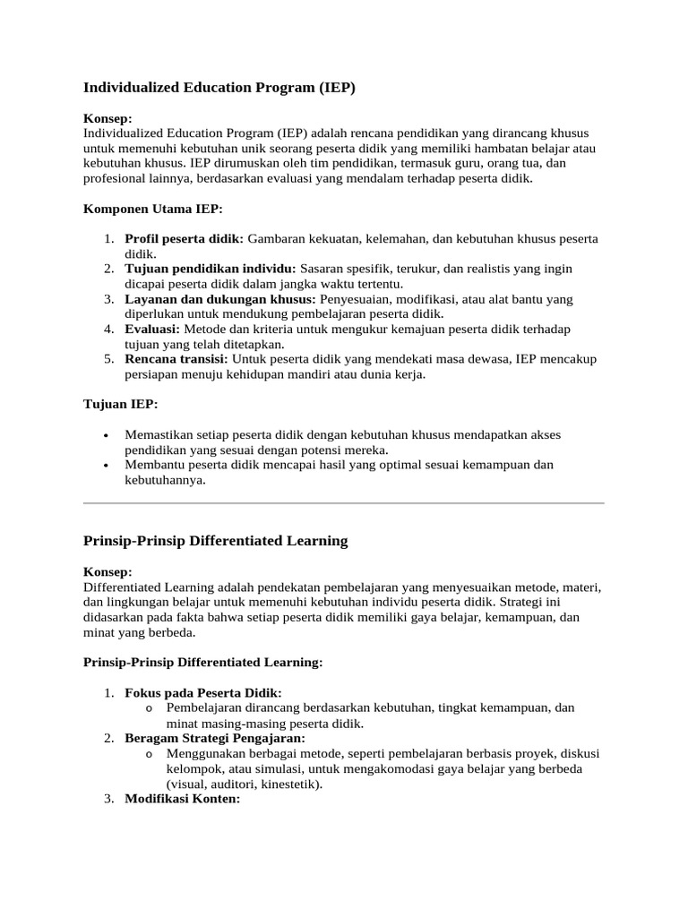 IEP dan Prinsip Differentiated Learning | PDF