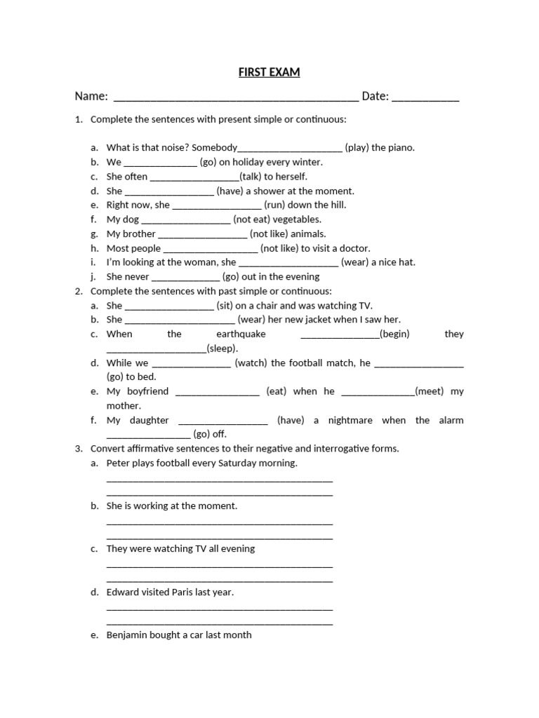 FIRST EXAM ENGLISH (3) | PDF