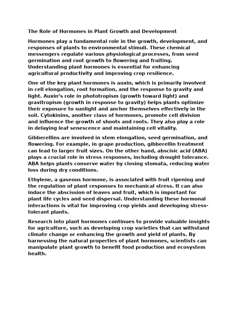 The Role of Hormones in Plant Growth and Development | PDF