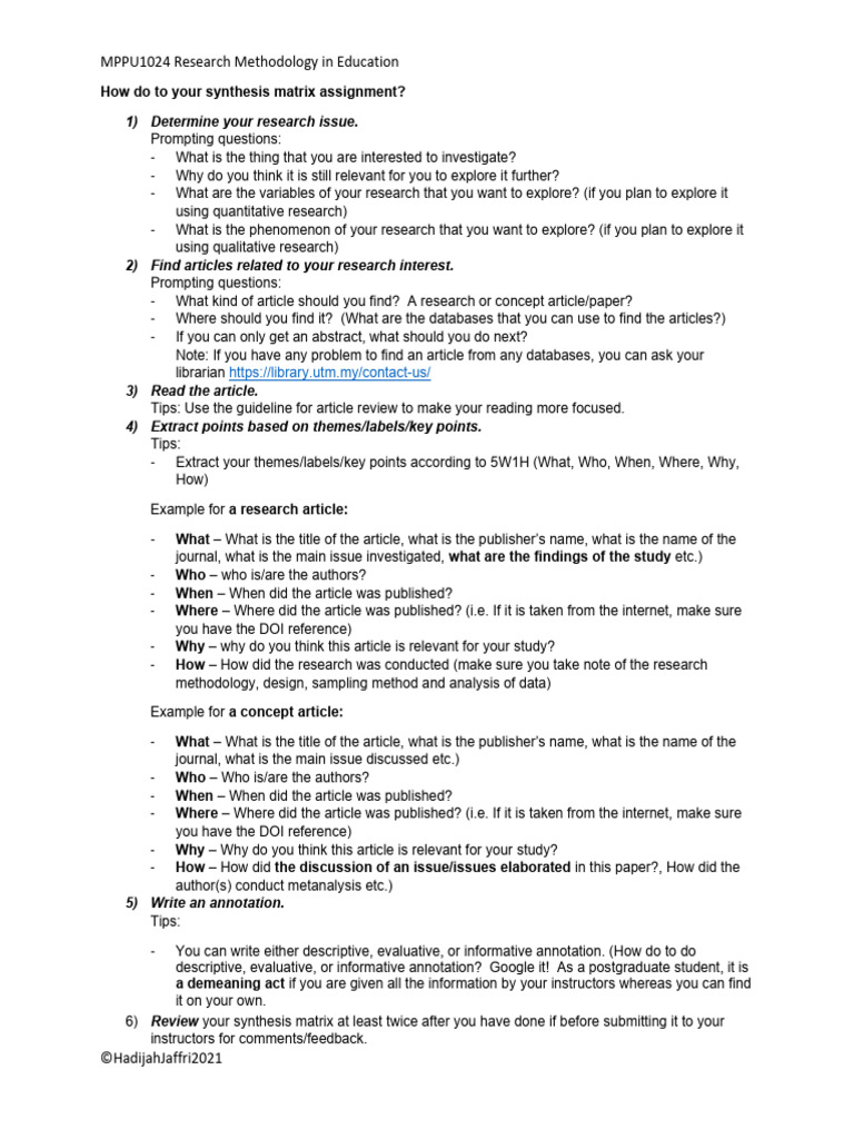 How do to your synthesis matrix assignment | PDF | Information Science ...