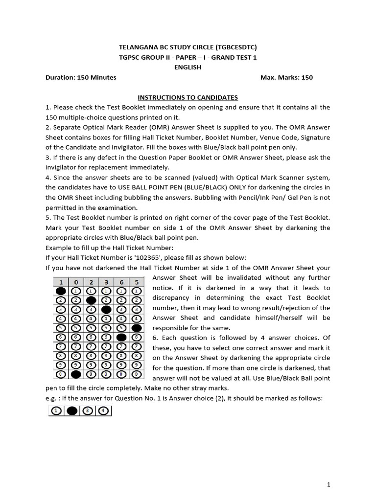 Group II - PAPER I - English - Grand test 1 | PDF