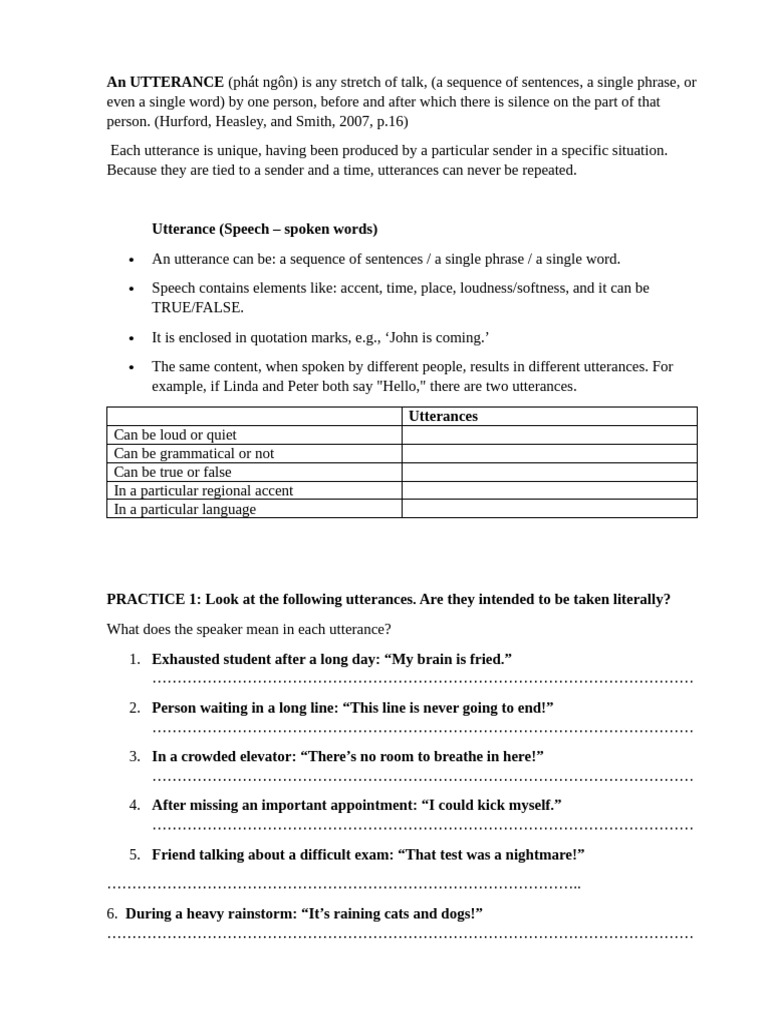 An Utterance | PDF