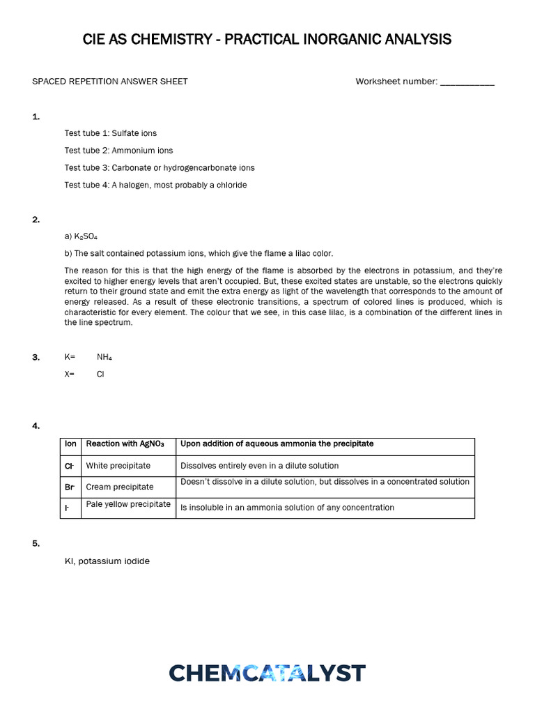 Paper 3 Inorganic Analysis ANS | PDF