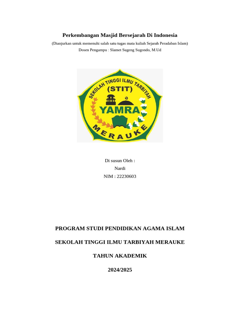 Perkembangan Masjid Bersejarah Indonesia | PDF