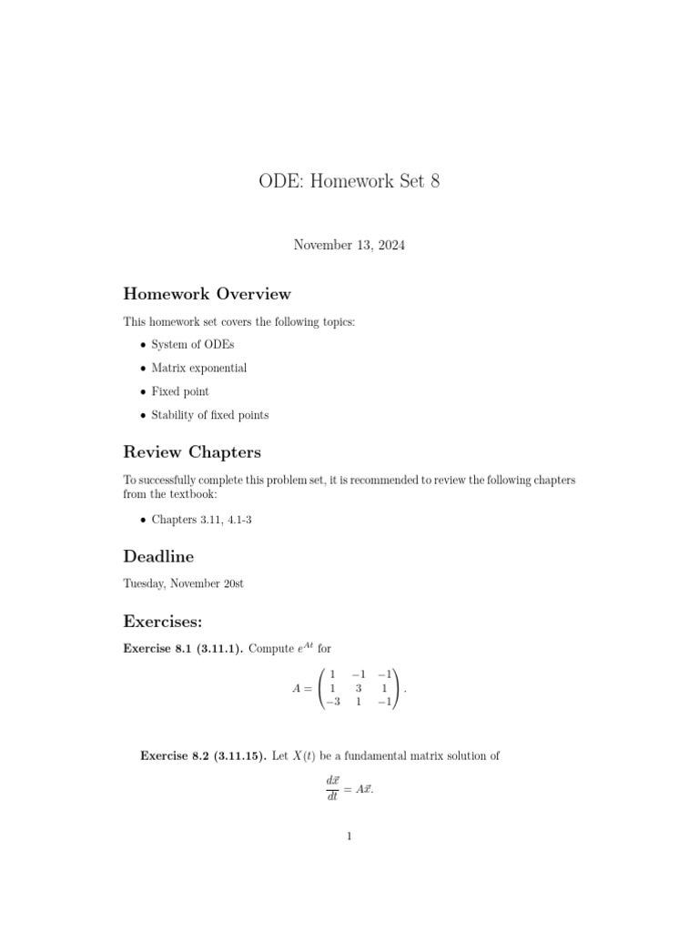 homework 8 | PDF | Stability Theory | Mathematical Concepts