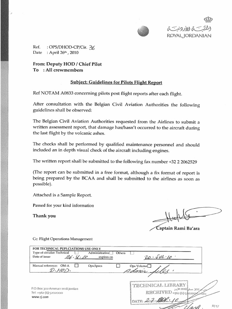 734 Guidelines for Pilots Flight Report | PDF