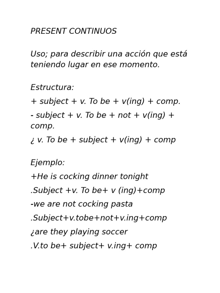 Verb Tenses: Present & Past Continuous | PDF