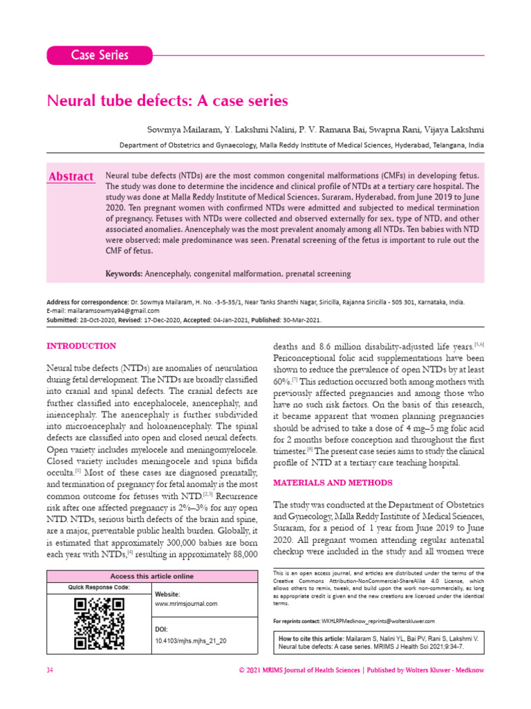 Neural Tube Defects Case Series Study | PDF | Medical Specialties ...