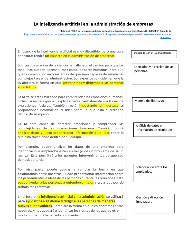 Impacto de la IA en la gestión empresarial | PDF | Inteligencia ...