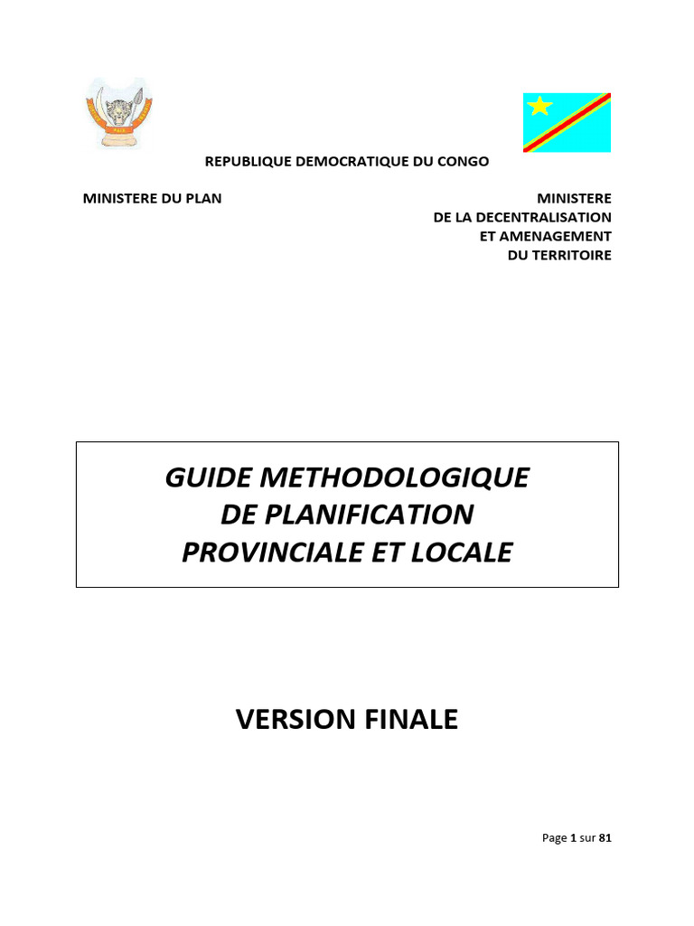 Guide de Planification Locale RDC | PDF | Planification | Gouvernance