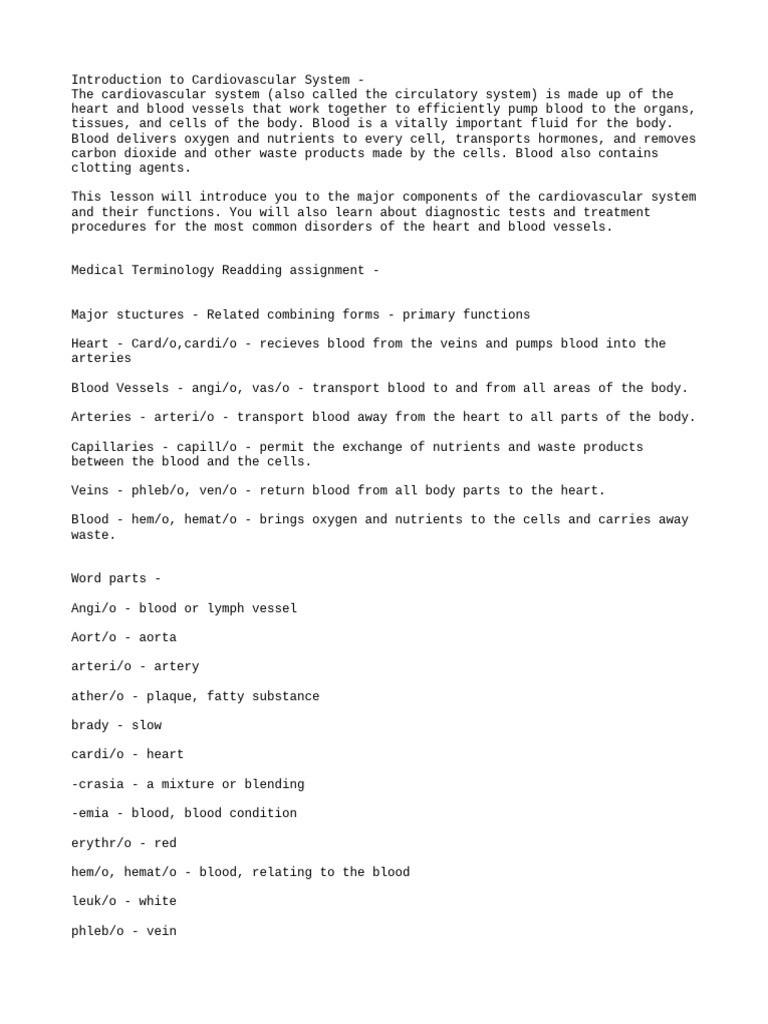 Cardiovascular system notes p1 | PDF | Heart | Blood Vessel