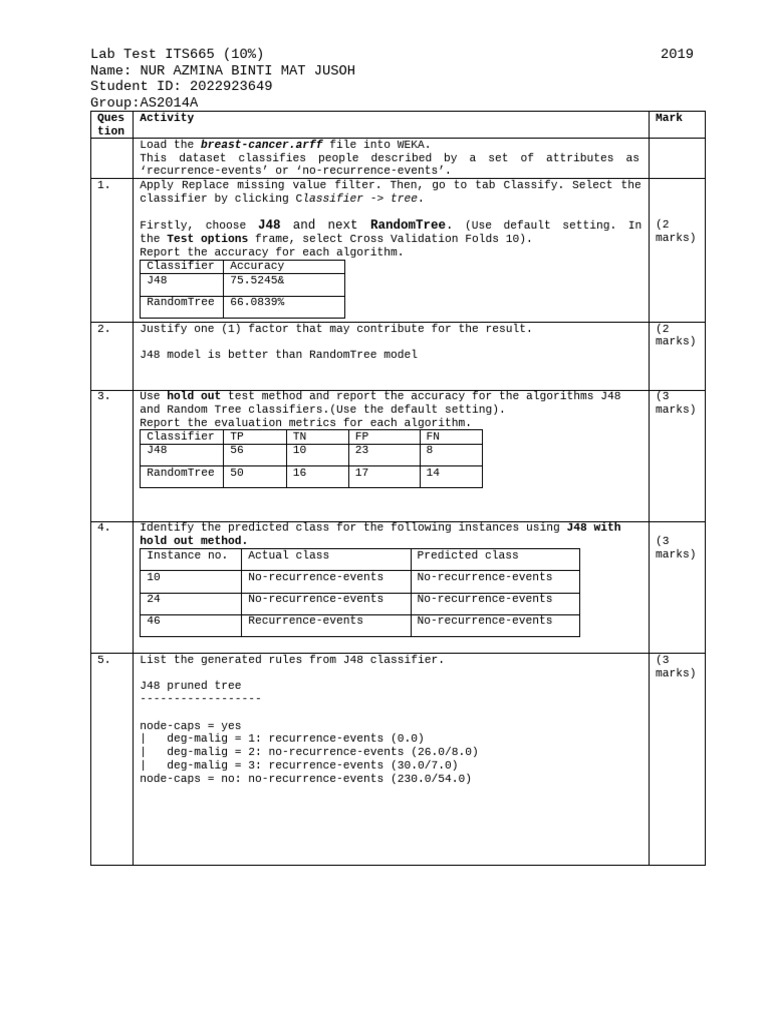 2019 labtest2_class | PDF | Statistical Classification | Accuracy And ...