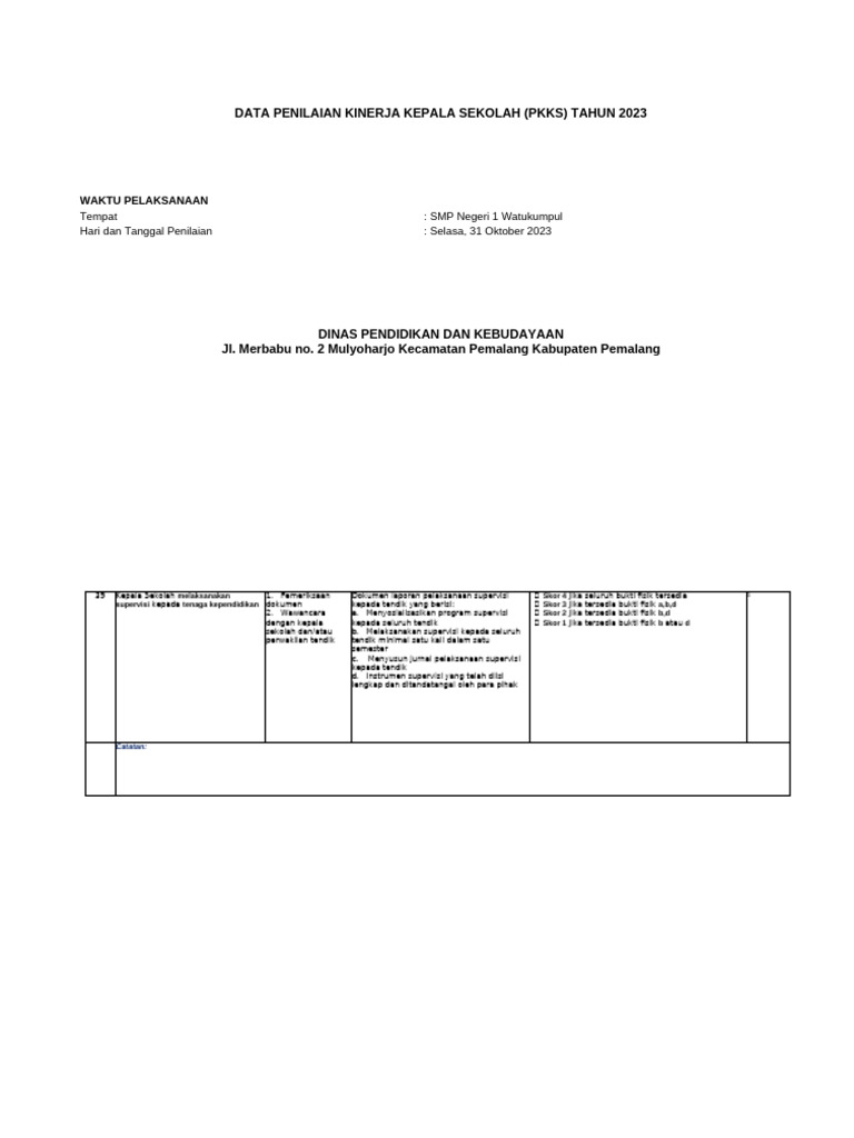 Instrumen OKKS Tahun 2024 | PDF