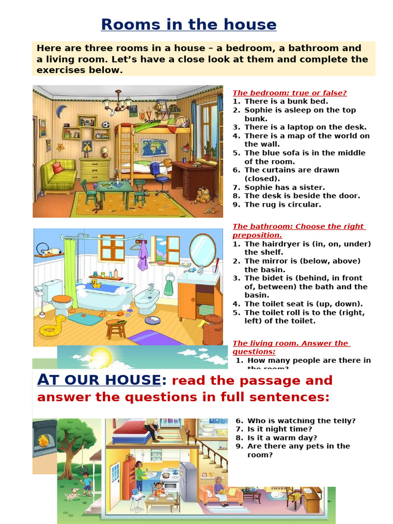 Three Rooms in The House Picture Description Exercises - 146228 | PDF ...