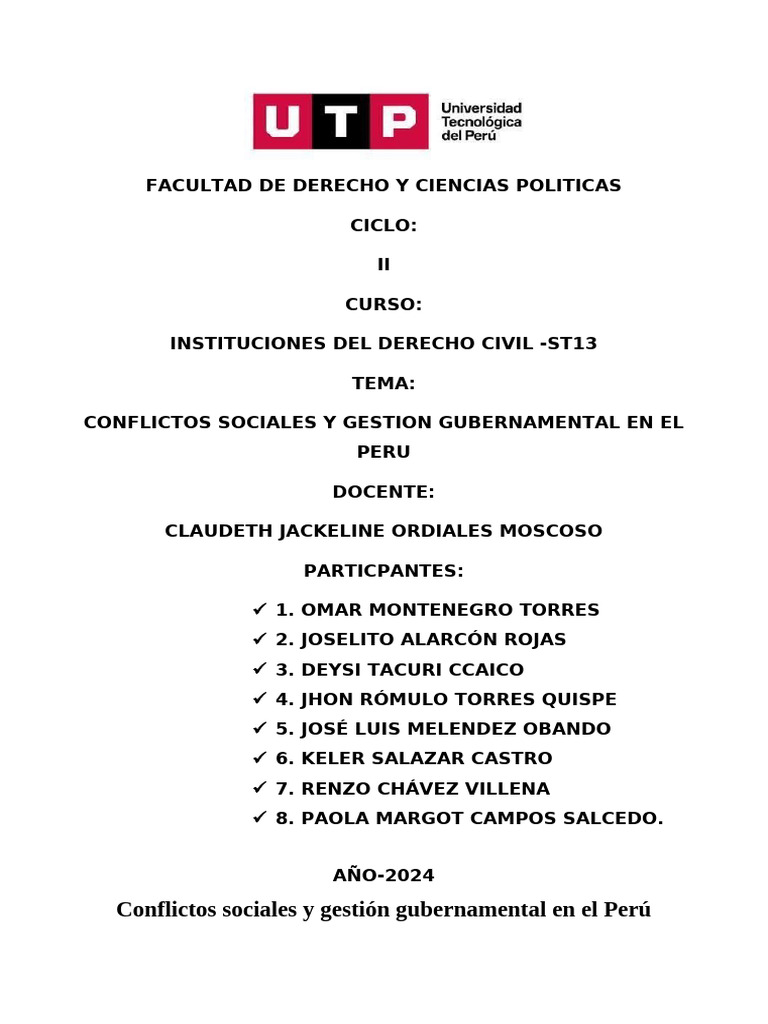 Conflictos Sociales y Gestión Gubernamental en El Perú | PDF | Perú ...