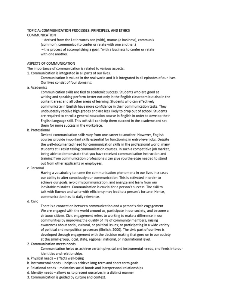 Communication Processes and Ethics Explained | PDF | Communication ...