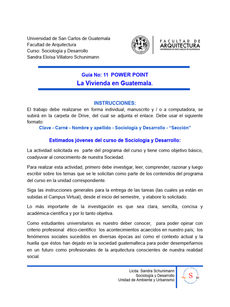 Guía No.11 La Problemática de La Vivienda en Guatemala | PDF | Guatemala