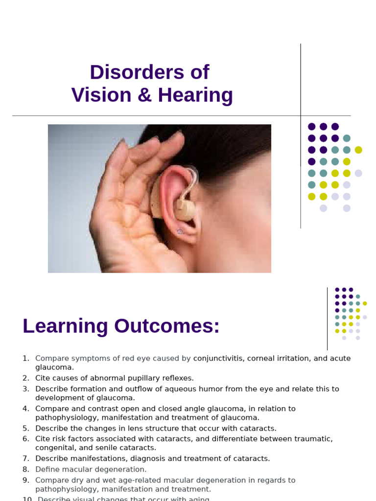 Disorders of Vision Hearing - New | PDF | Glaucoma | Ear