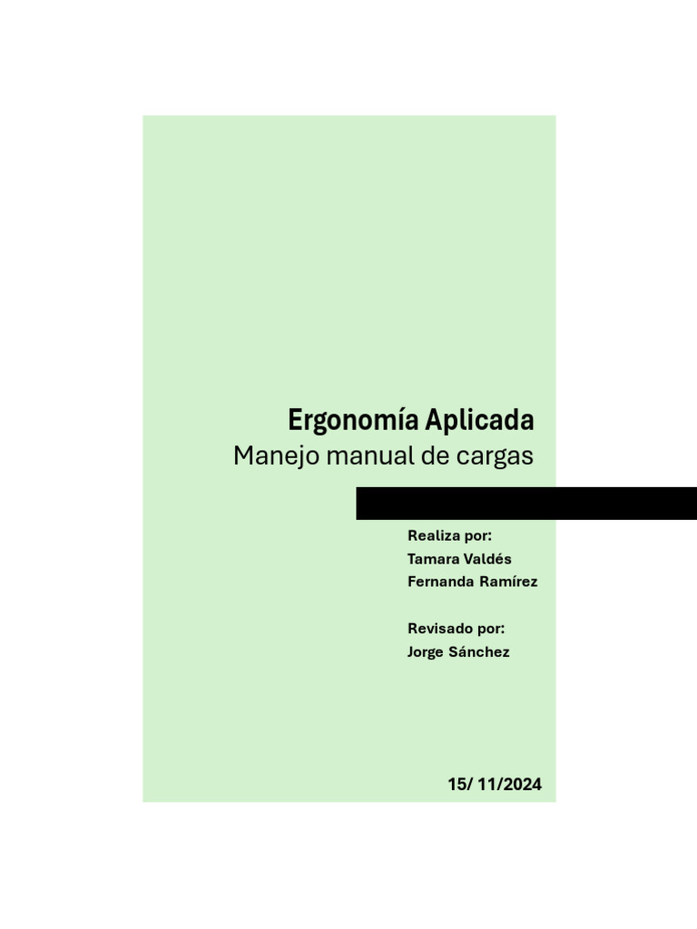 Ergonomía en Manejo Manual de Cargas | PDF | Riesgo | Factores humanos ...