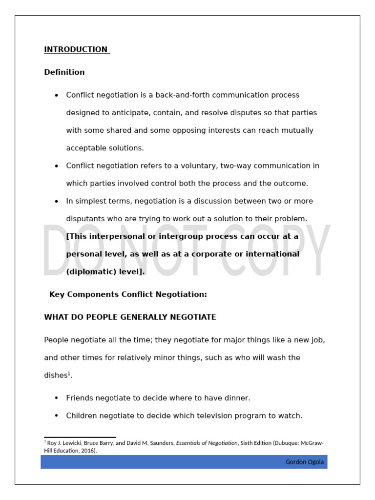 Essentials of Conflict Negotiation | PDF | Negotiation | Consensus ...