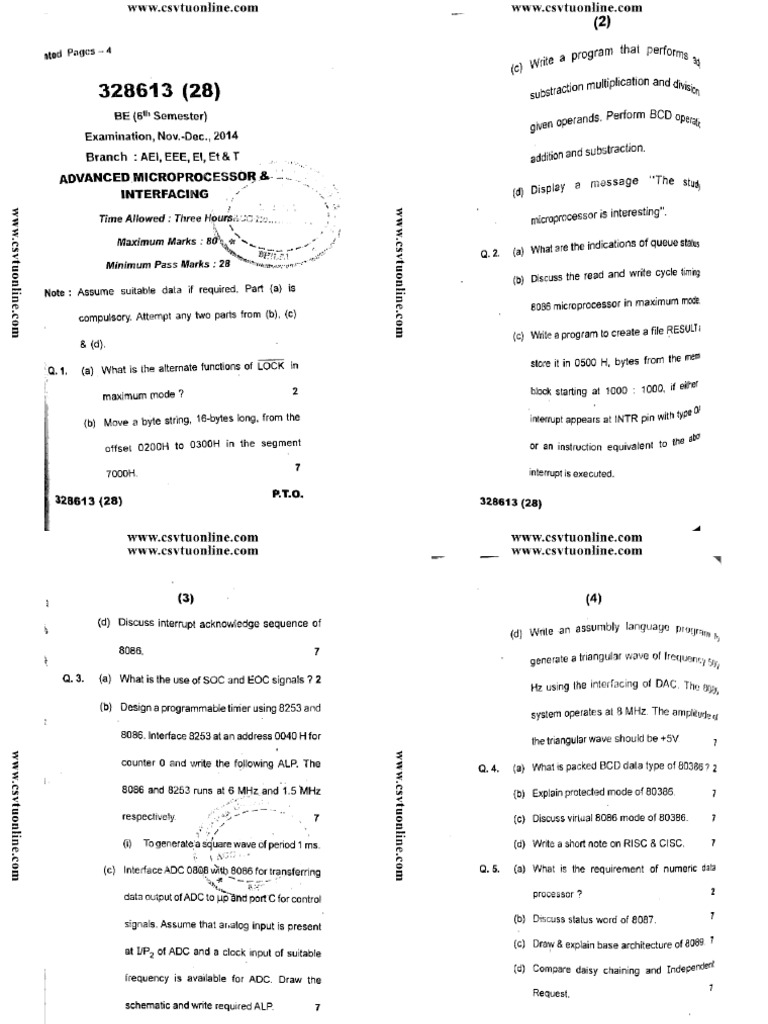 Ee 328613 Advanced Microprocessor and Interfacing Dec 2014 | PDF