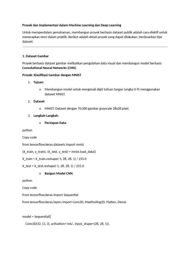 Proyek Dan Implementasi Dalam Machine Learning Dan Deep Learning | PDF